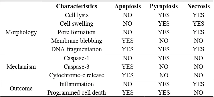 Table 1. Cardinal features of major types of cell death. 
