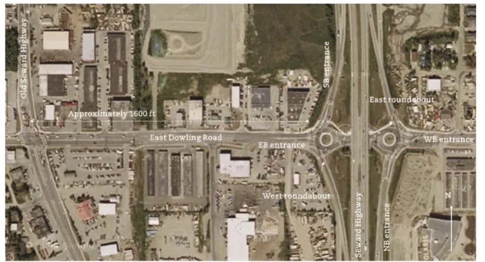 Fig. 3 e Picture showing the queue from the eastbound entrance approach blocking the upstream intersection on old Seward Highway and East Dowling Road.