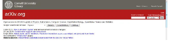 Figure 1: A part of Arxiv.org home page 