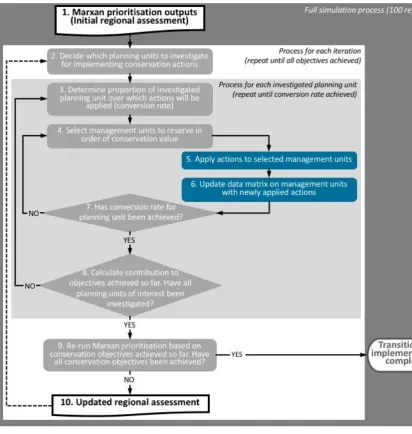 Figure 3.2 Steps in the process of simulating the transition between regional assessment and 