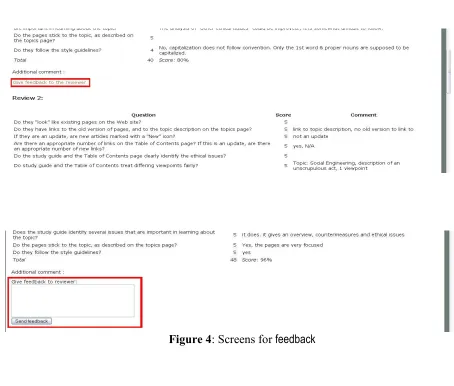 Figure 4: Screens for feedback 