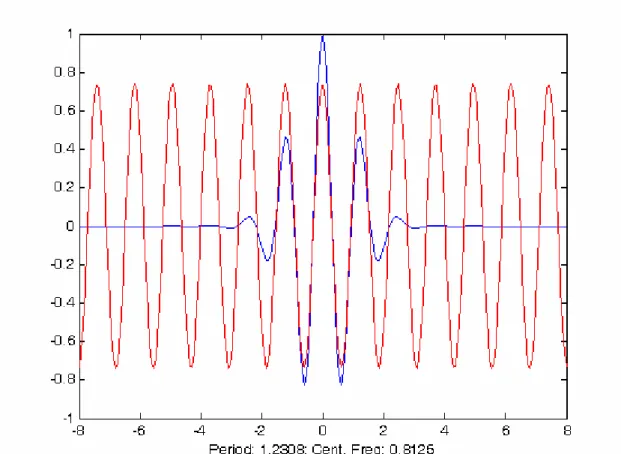Figure 3.6 Wavelet Morlet (blue) and Center Frequency Based Approximation 