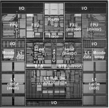 Figure 3-9. Die photo of the IBM S/390 G5 processor (Source: [51]). 