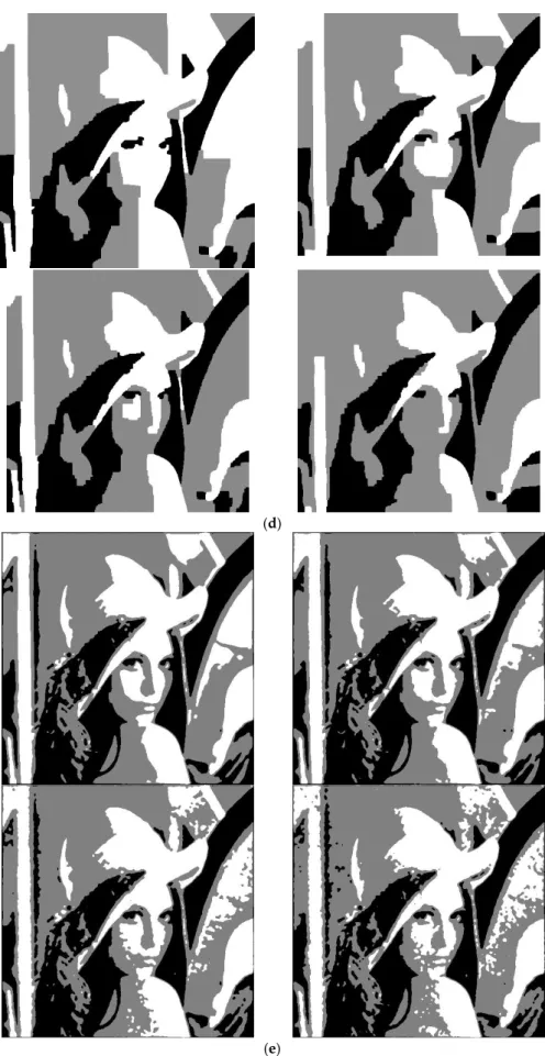 Figure 6. Comparison results on “Lena” image: (a) “Lena” image with different Gaussian noise level: 