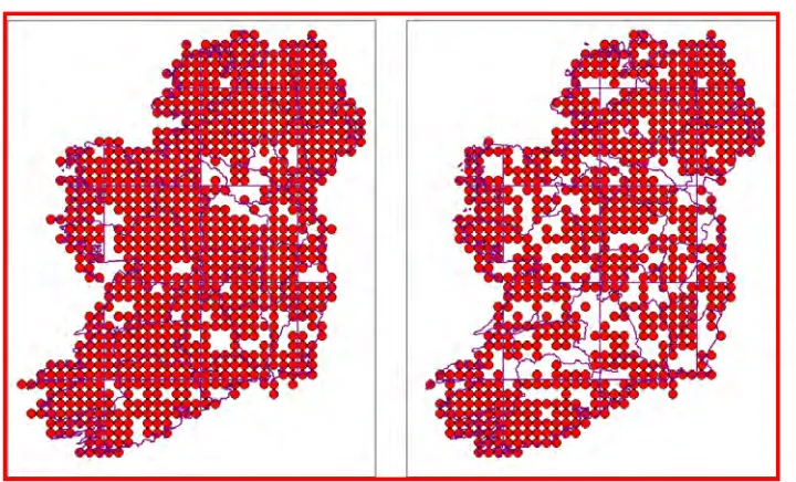 Figure 1: Distribution of all records in the all-Ireland database prior to 1980 (left), including and after 1980 (right)