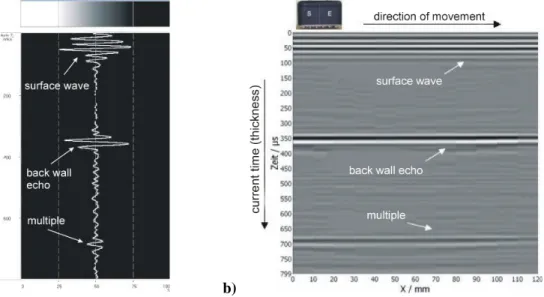 Fig. 11 Principle for controlling the homogeneity of a timber beam (idealized images measured at a  Polyurethane specimen) 