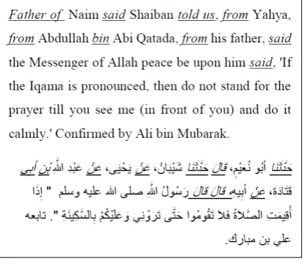 Figure 2: Isnad Example, Isnad lexicons underlined