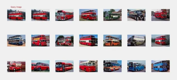 Fig. 5. Searching result with bus as a query image 