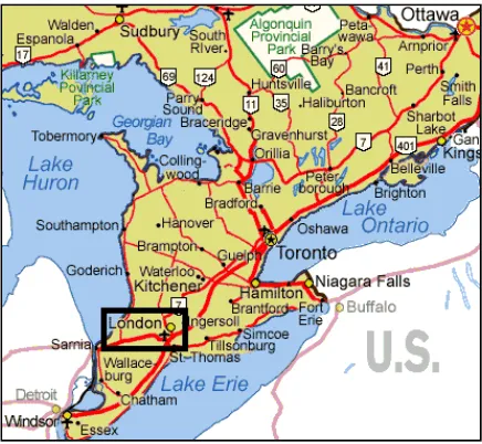 Figure 3-1: Position of London within South-Western Ontario (BEC Canada)