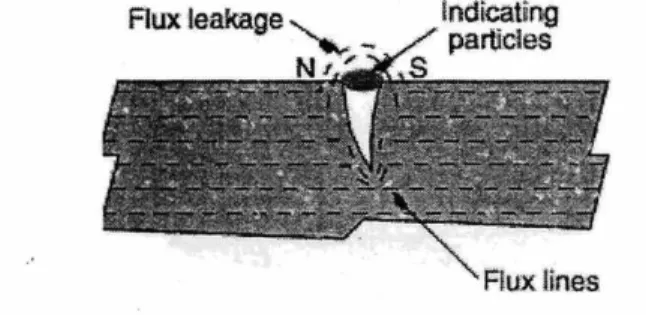 Fig. 2 : An illustration of principle of magnetic particle testing 