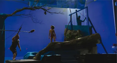 Figure 7. Physical lighting is used on the blue-screen stage. The physical lighting matches the design first 