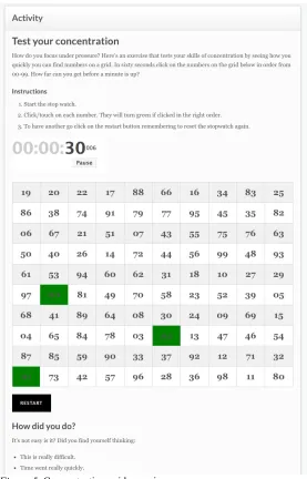 Figure 5. Concentration grid exercise 