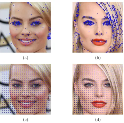 Figure 2.5: Keypoint vs dense feature extraction on aligned images. (a) and (b) SIFT keypoints.