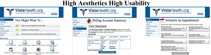 Figure 5 Three-image block of High Aesthetics High Usability (HAHU) screenshots that were shown to participants