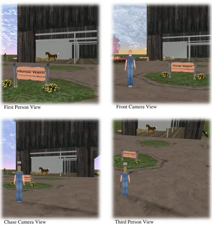 Figure 3.3.  Optional views within ActiveWorlds™.  Images showing each of the four views 