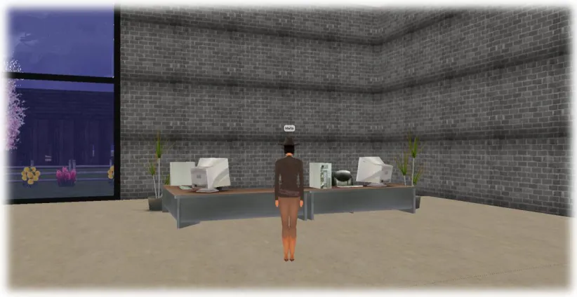 Figure 3.11.  Image of the virtual scene associated with VIBE 1 Virtual Vignette 1F:  The 