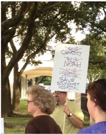 Figure 2: Protest outside of LSU Dentistry School to save Southeast Hospital 