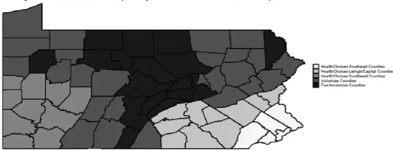 Figure 1.1: HealthChoices, Voluntary Managed Care and Non-Managed Care Counties, Pennsyl- Pennsyl-vania