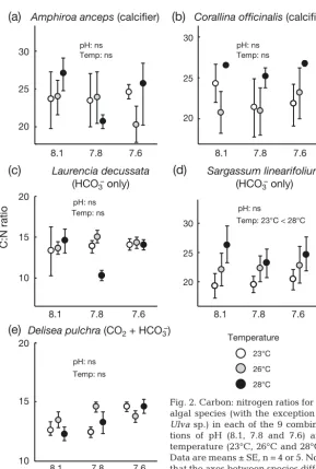 Fig. 2. Carbon: nitrogen ratios for all