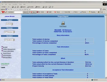 Figure 3.5.5.  A sample Project Report  