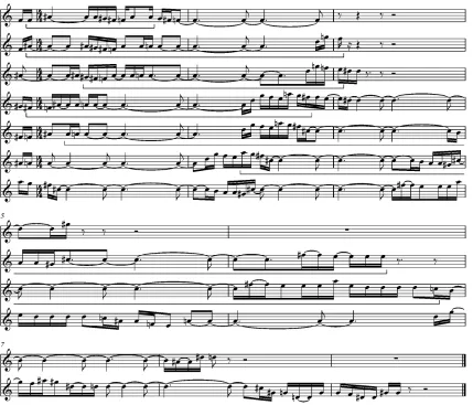 Figure II.2-48 – Algorithm output selected and implemented in the score at letter A. Rhythmic notation and 