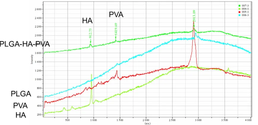 Figure 1. Raman spectra analysis of the raw materials and composites. 