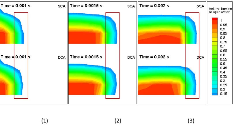 Figure 4-9 Results comparison between SCA and DCA model of glycerine impact 