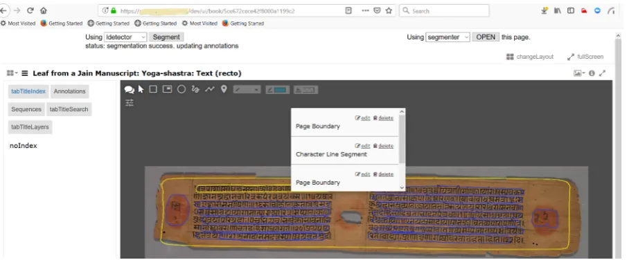 Figure 8: hOCR Editor running within Vedavaapi dashboard for proofreading Tesseract OCRoutput on a printed page from archive.org
