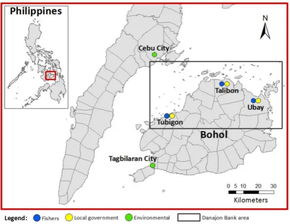 Figure 1. The Danajon Bank, Philippines and locations where data were elicited.