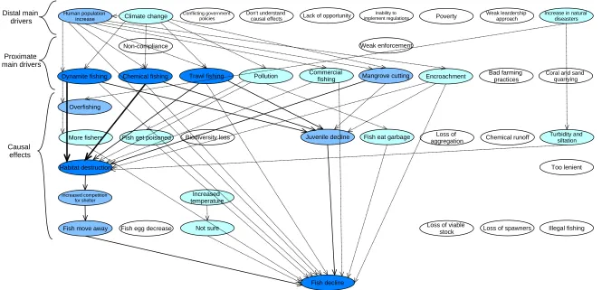 Figure 4. Mental model depicting perceptions of three local government groups about ﬁsh decline in the Danajon Bank