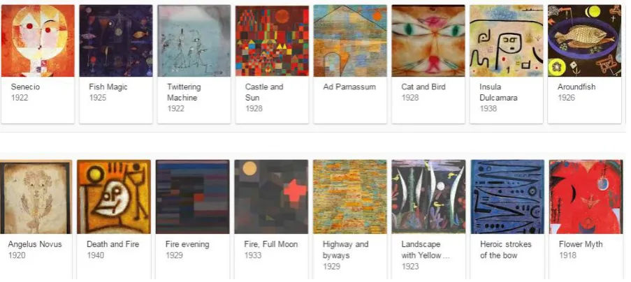 Figure 2. Screen prints of Paul Klee’s paintings from a “Google images” search 