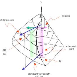 Figure 10. Chromaticity loci of perceived white objects. 