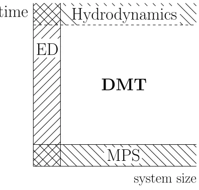 Figure 2.1: For small systems, exact diagonalization and related methods cantreat time evolution of small thermalizing systems to long times