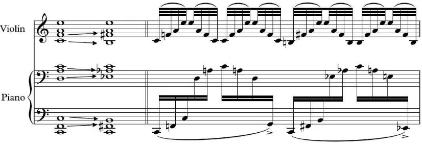 Figure 7: Detail showing the harmonic process in bar 4 