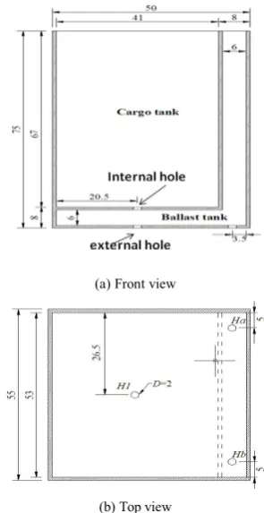 Fig. 1 Dimensions of model tank (a) and location of the