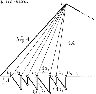 Fig. 3. (left) A polygon with two holes. (middle) Two edges are used as T, to connectthe boundaries