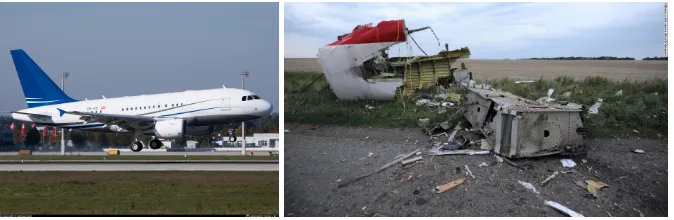 Figure 3: Airplane (left) and airplane debris in a ﬁeld (right)