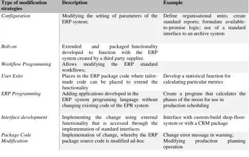 Table 2-1  ERP Customization Option 