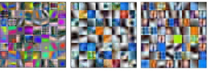 Figure 11 gives the first convolutional filters of the PhilippNet learned on surrogate classes, and on Rome.