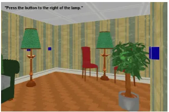 Figure 1: A visual scene and a system-generatedinstruction from the GIVE challenge.