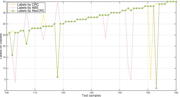 Fig. 2. Labels classified for a test sample in ORL face database.