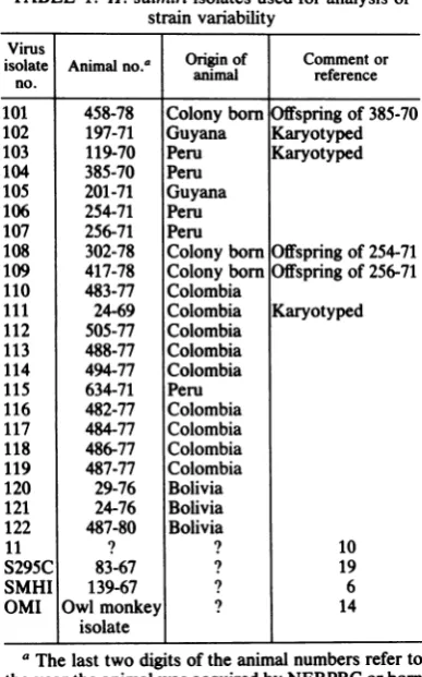 TABLE 1. H. saimiri isolates used for analysis ofstrain variability