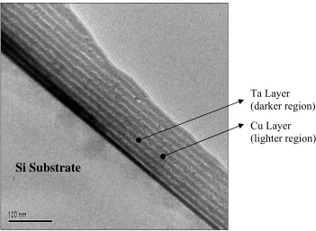 Figure 3.2:  Low magnification TEM micrograph of the nanolaminate film  on the Si substrate 