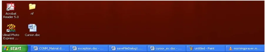 Fig 1: XP Taskbar open multiple Windows. 