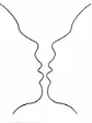 Figure 2.7: A classic example of figure and ground.  Is this a vase or two faces (Ware, 2004) ? 