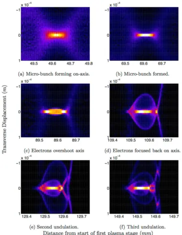 Figure 3. Coherent undulations of the simplified Diamond beam in the second plasma stage