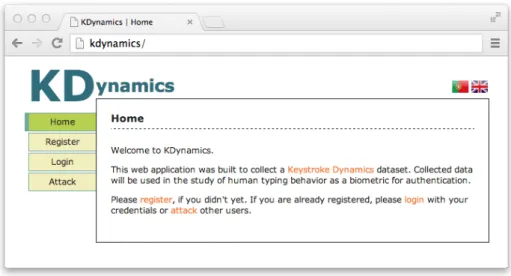 Figure 3.2: Web application: Home page