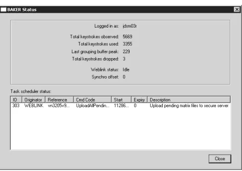 Figure 3.4: Example of the BAKER client status screen.