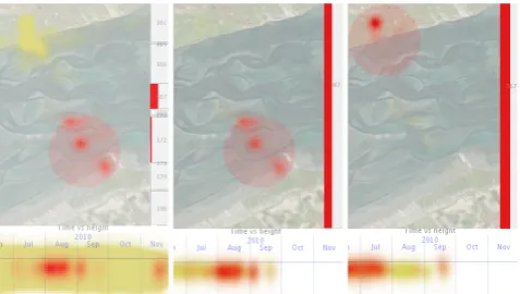 Figure 6: Gulls’ use of locations; the statistical legend on the rightindicates the time spent in the current map view.