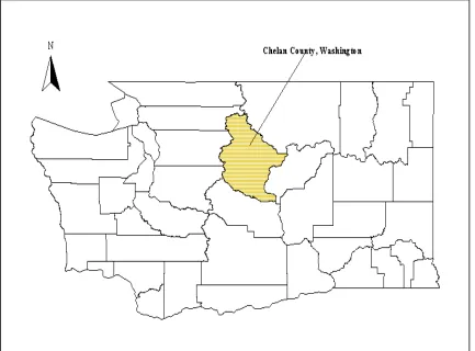 Figure 3:  General location of Chelan County in Washington State  